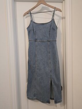 Steve Madden Light Blue Denim Dress with Exposed Zipper